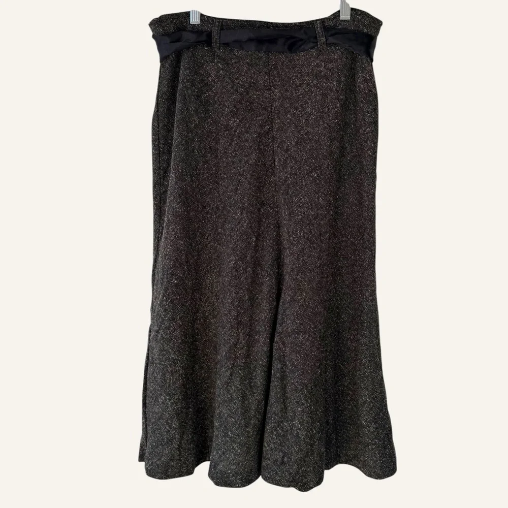 White Stag Tweed Flowy Midi Maxi‎ Skirt - Dark Academia Preppy Bow Size 14 - Picture 5 of 10